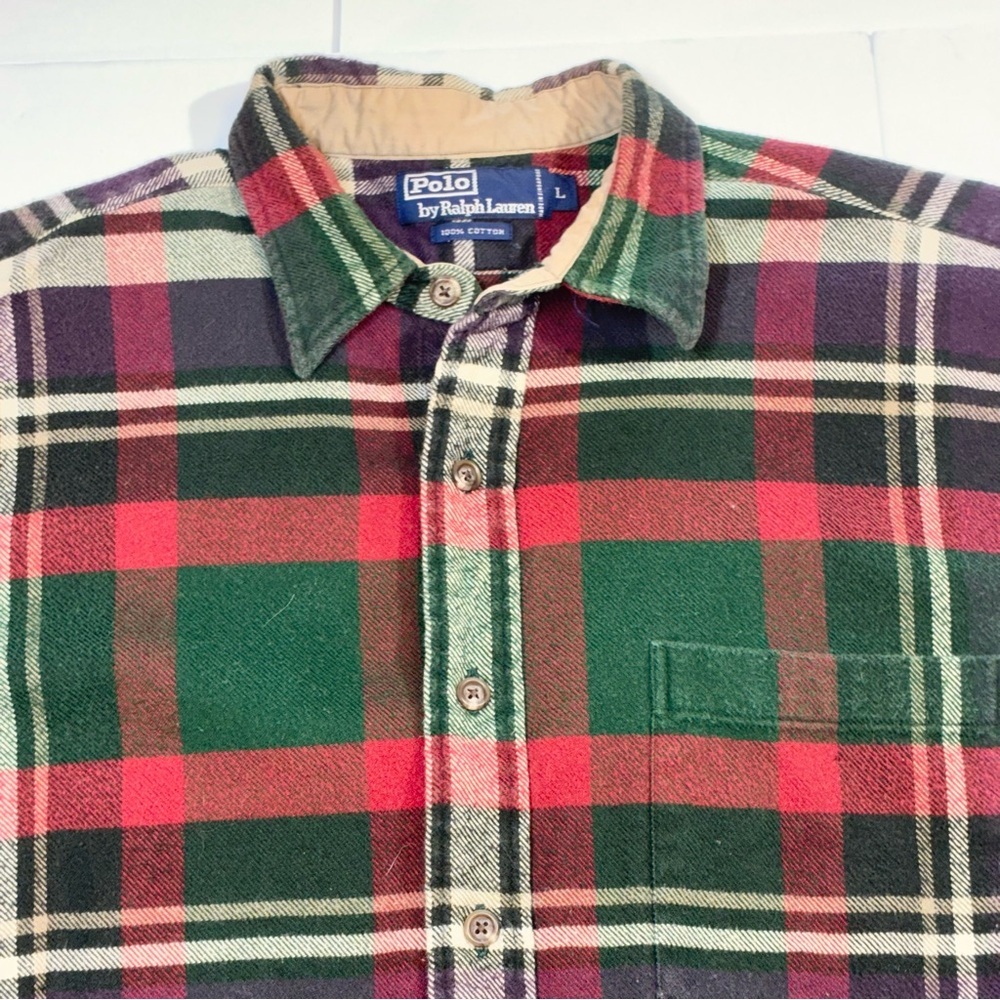 Polo Ralph Lauren Heavyweight Flannel Plaid Vintage Long Sleeve Men’s Large